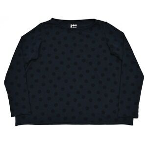 Labo Art Wide Shirt Womens Size 1 Navy Black Polka Dot  3/4 Sleeve Oversized